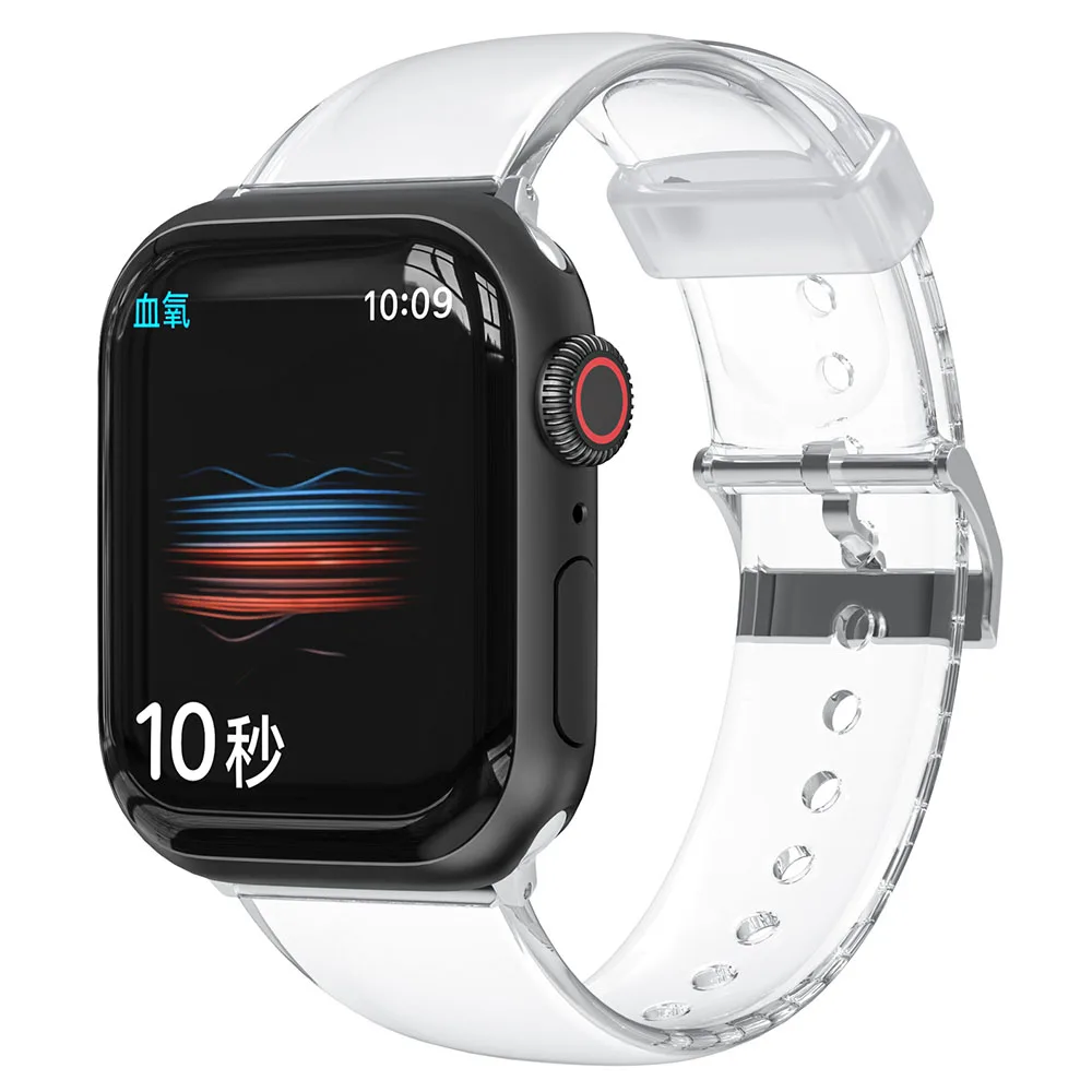 Фото Ремешок для Apple Watch Band 45 мм 44 мм 41 мм 42 мм 40 мм 38 мм, прозрачный спортивный браслет с защитой от пота для Iwatch Series 7 6 5 4 3 2 1 SE №2