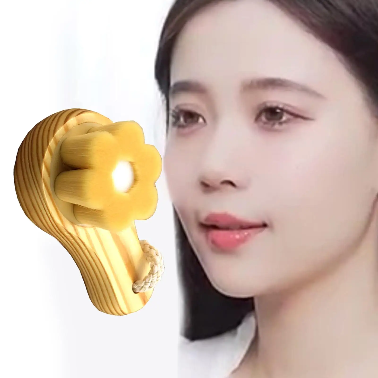 

Portable Leansing Facial Brush Comfortable Grip Wooden Handle Soft Bristle for Facial Scrub Exfoliating Massaging All Skin Types