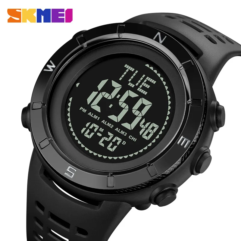 

SKMEI Multifunctional Digital Sport Watches Mens Outdoor Compass World Time Countdown Wristwatch 5Bar Waterproof reloj hombre