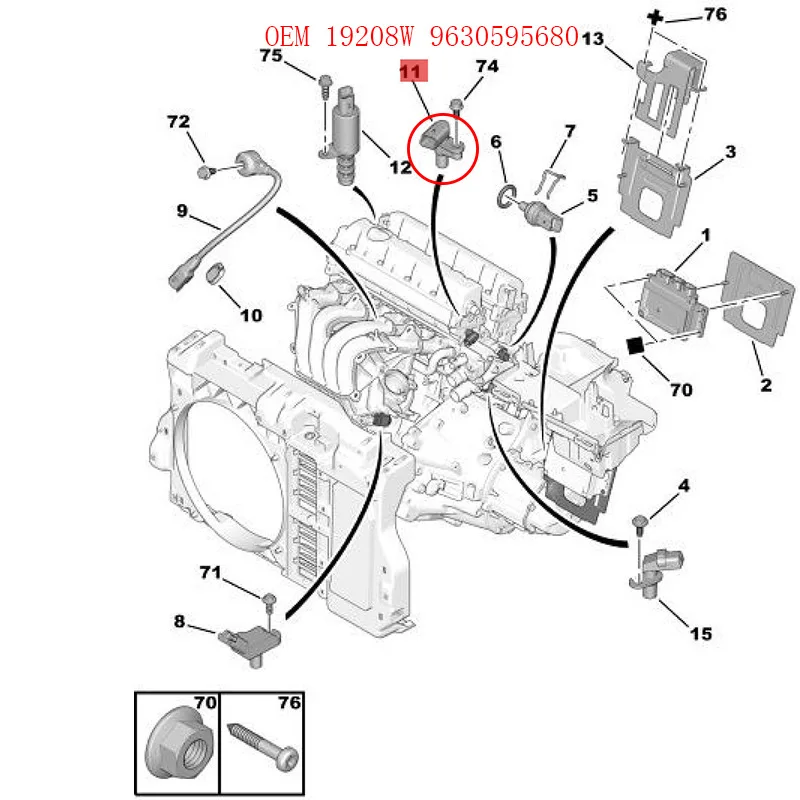 19208 Вт для Peugeot 307 3008 408 508 C-Triomphe C-QUATRE C5 Датчик положения распределительного вала 1