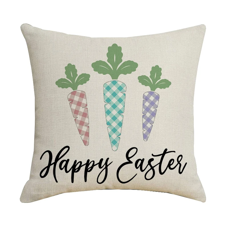 

Happy Easter Carrot Pillowcase Sofa Throw Cushion Cover Decoration Living Room Cushion Case for Car Pillow Cover 45X45cm