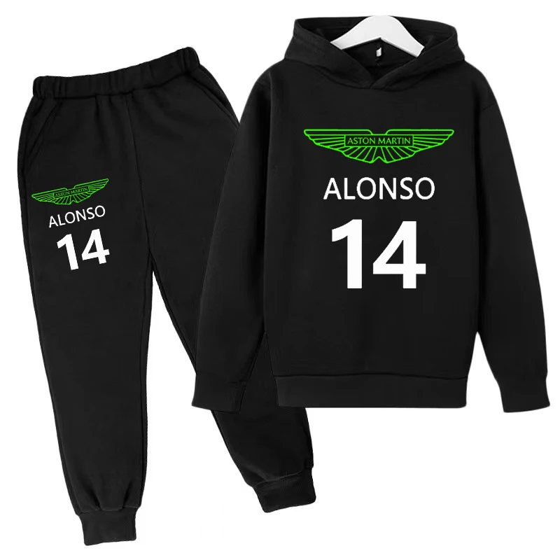 Children's Hoodie Aston Martin Gaming Racing No. 14 Boys Girls Spring and Autumn Brand Casual 3-14 Years Old Sports Coat Pants