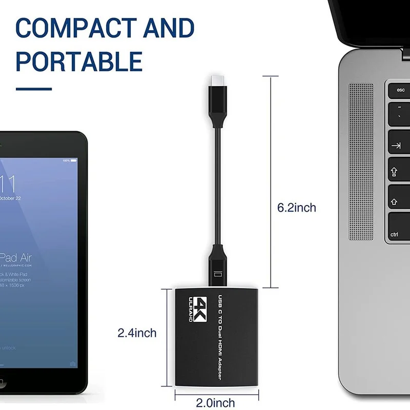 USB C на 2 HDMI-совместимые двойные 4K дисплеи Цифровой AV адаптер для MacBook Pro Mac Air IPad Type |