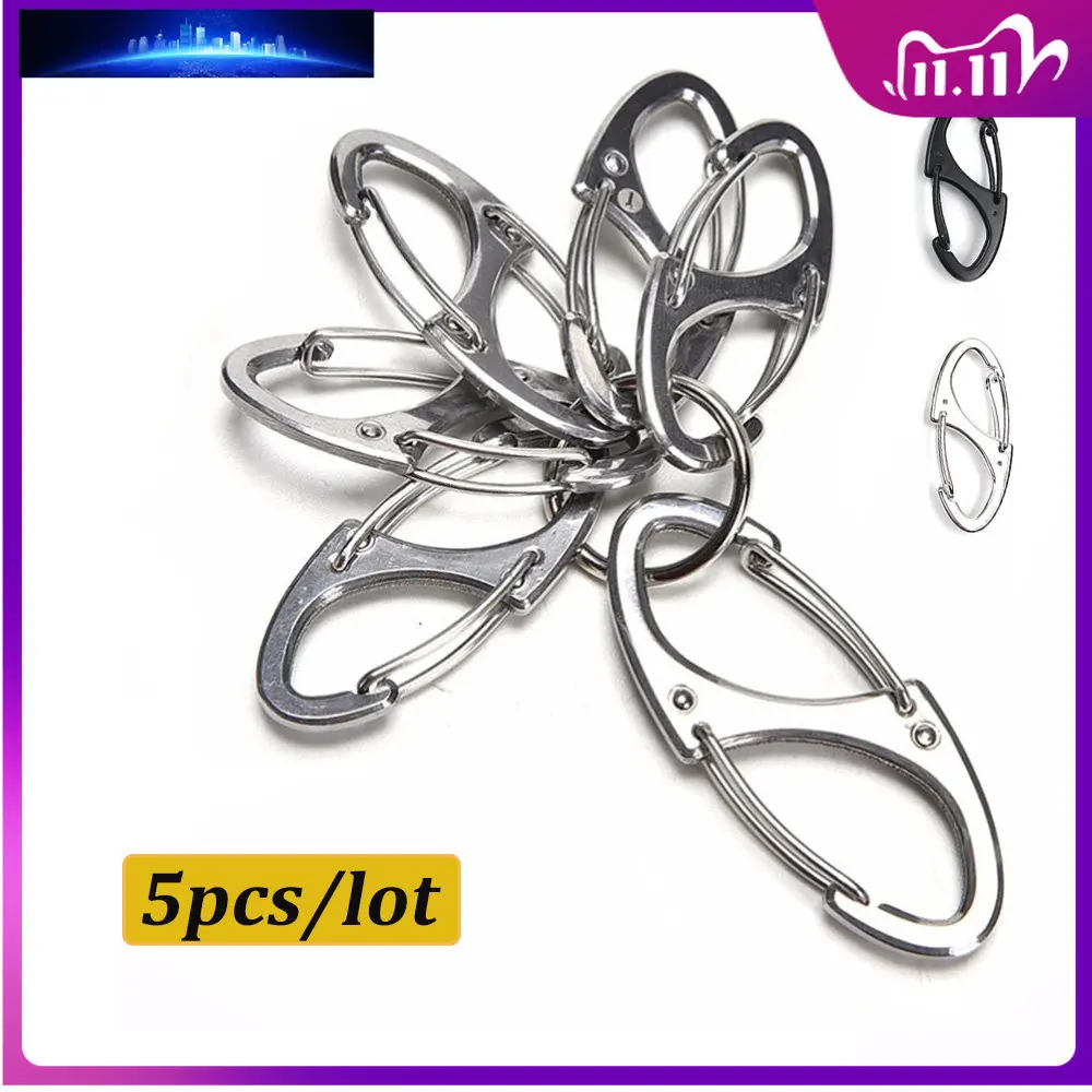 

5Pcs/Lot Mini 8 Shape Portable Metal Carabiner Ring Outdoor EDC Tool Release Buckle Key Chain Hook Hang Camping Hiking Snap Clip