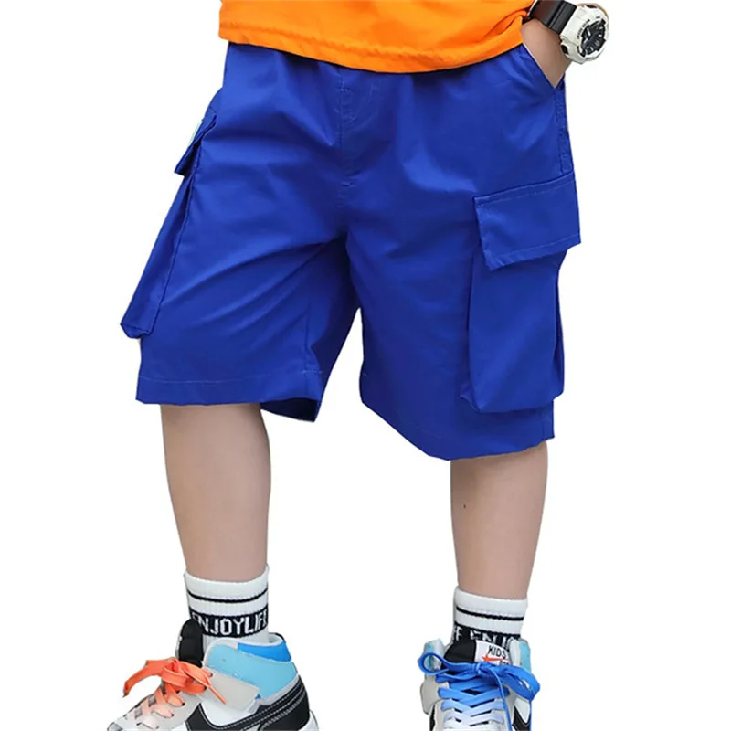 

Summer Boys Soft Cargo Shorts With Pocket Casual Pants Kids Solid Color Short Trousers Children's Clothing New Arrival 2-13Years