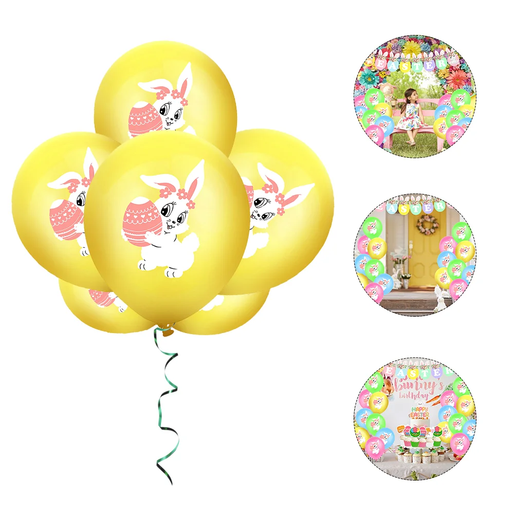

20pcs Decorative Easter Bunny Printed Latex Rabbit Balloons Holiday Decor