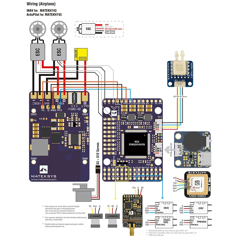 Контроллер полета MATEK H743-WING V2 ArduPilot INAV 3-8S H743 30.5X30.5mm для РУ мультироторного