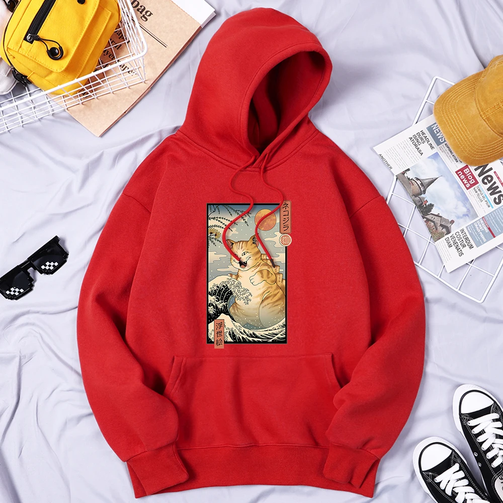 

Толстовка с волнами и большим котом укиё-э стиль Мужская качественная удобная одежда мягкие толстовки большого размера модная мужская толстовка в стиле хип-хоп
