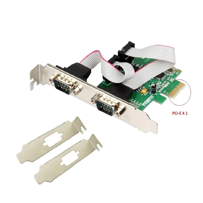 PCI Express 2 порта Последовательный RS232 Com Db9 контроллер карты PCI-E 1 0X1 WCH382 чип с