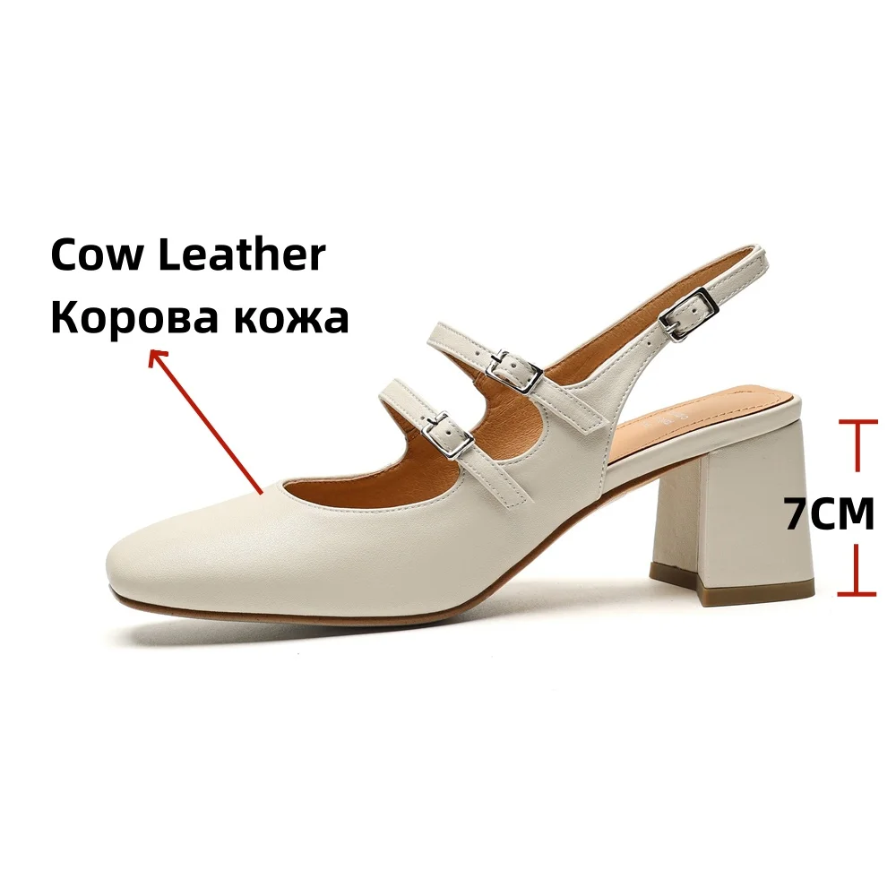 Женские туфли с ремешком на пятке FEDONAS зеленые из натуральной кожи толстых