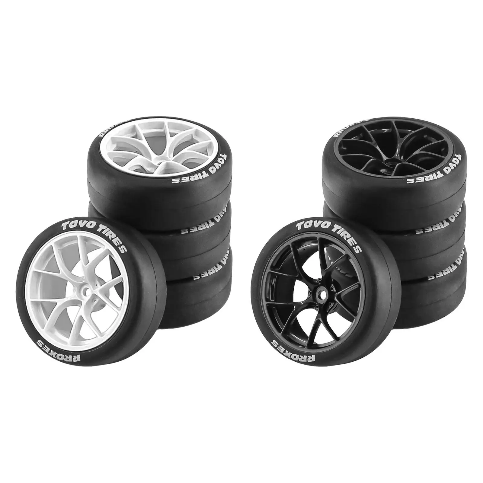 Pack of 4 Rubber Drift Tires Wear-Resistant Durable Replacement for TT02 1:10