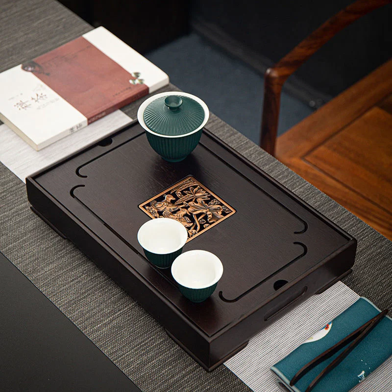 Natural bamboo tray tea table wooden Kung Fu set home accessories drawer board round |