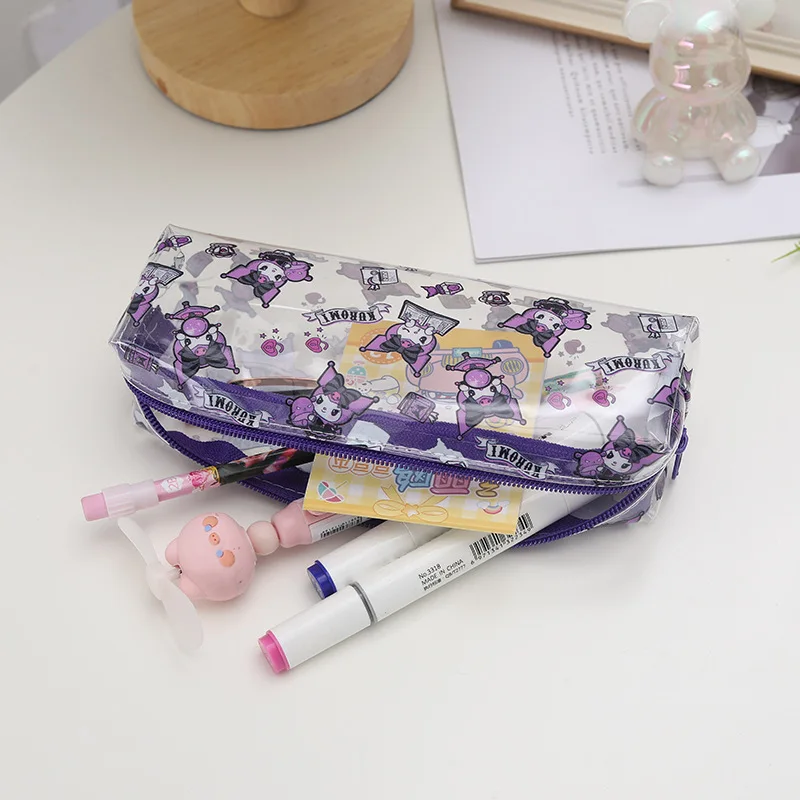 

Sanrioed Kuromi Cartoon Kawaii Jelly Transparent Minimalist Cute Pencil Case Student Stationery Kawaii Zipper Storage Bag Gifts