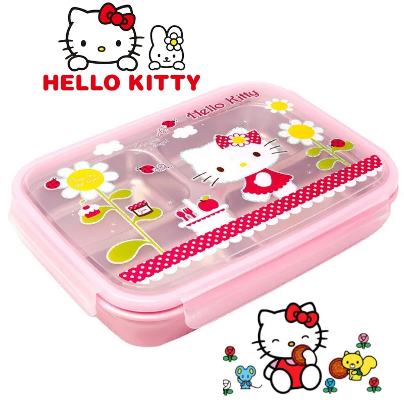 

Ланч-бокс Hello Kitty в мультяшном аниме, запечатанная Изолированная портативная обеденная тарелка, подарок для студентов, бэнто, офисных работников, 304