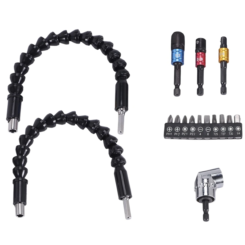 

Flexible Drill Extension Hex Shank Drill Nut Driver Bit Set, 3Pcs Universal Socket Adapter Set, Screwdriver Bit Set