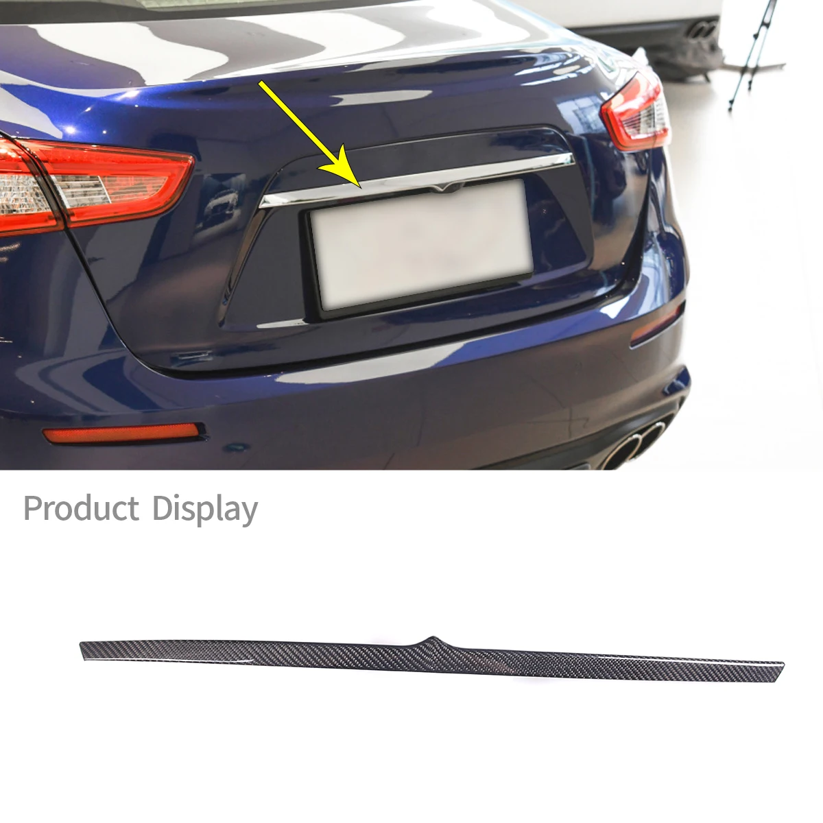 

For Maserati Ghibli 2014-2019 Real Carbon Fiber Car Tailgate Trunk Decoration Panel Sticker Car Exterior Accessories