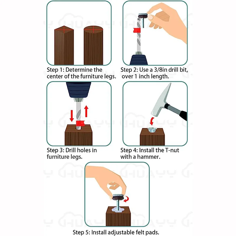 12 шт. Т-образные ножки для мебели с резьбовым хвостовиком