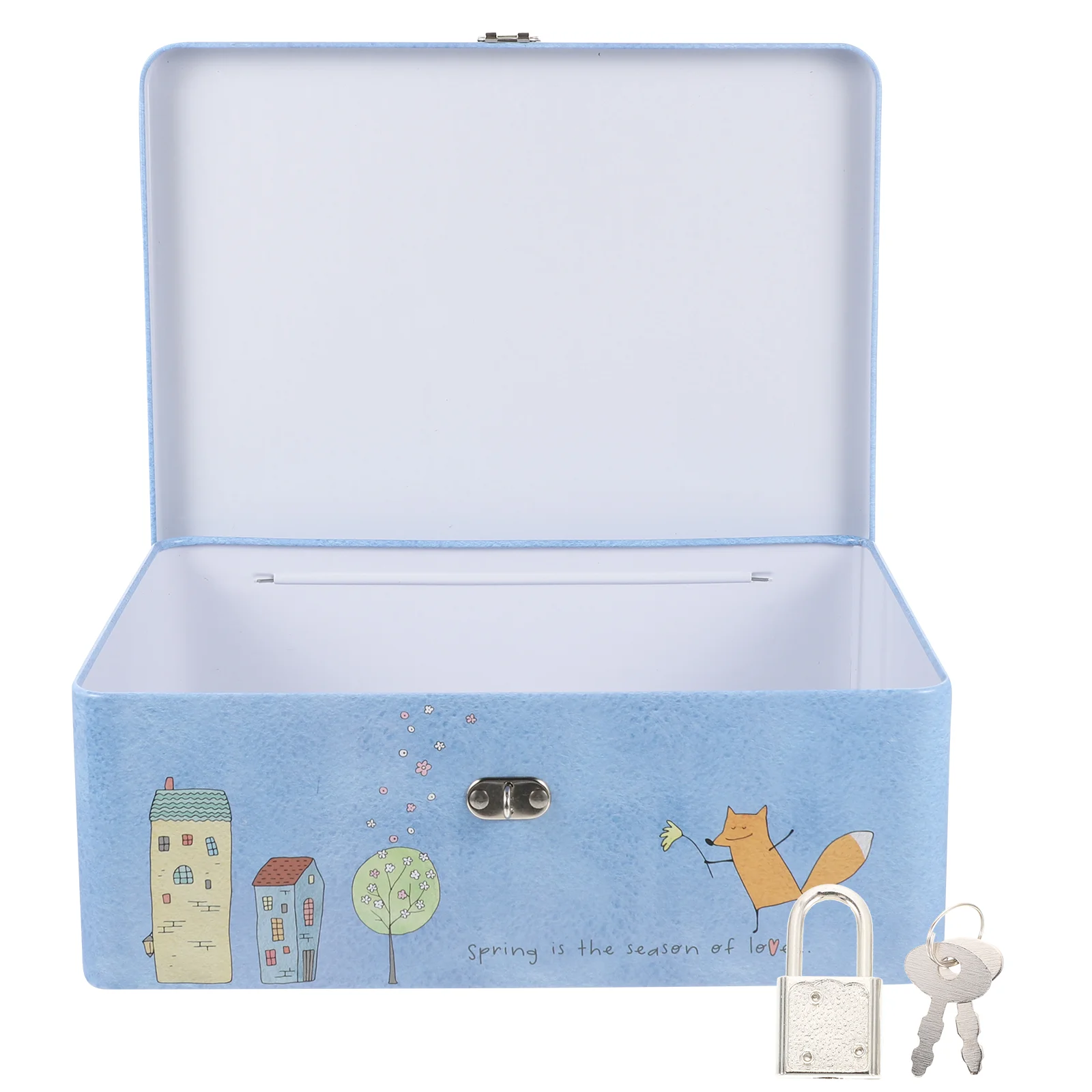 

Kids Storage Box Tinplate Trinket Metal Lid Lock Small Empty Container Canister Vintage