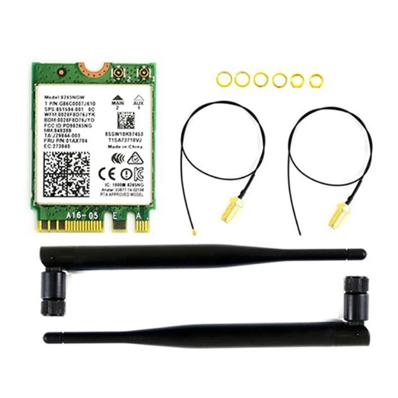 

WiFi Card Adapter 300Mbps+867Mbps Double Bands 2.4GHz/5GHz AC8265 Wireless Network Card Supports for Win7/8/8.1/10