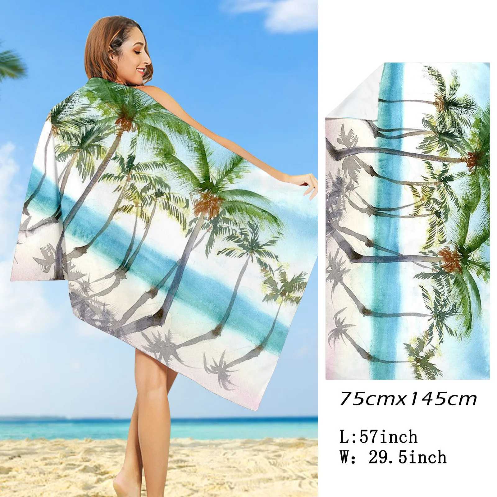 

Beach Trees Printed Sacrf For Swim Cover-Ups Boho Beach Towels Bath Towels Lightweight Thin Quick Fast Dry Blanket robe de plage