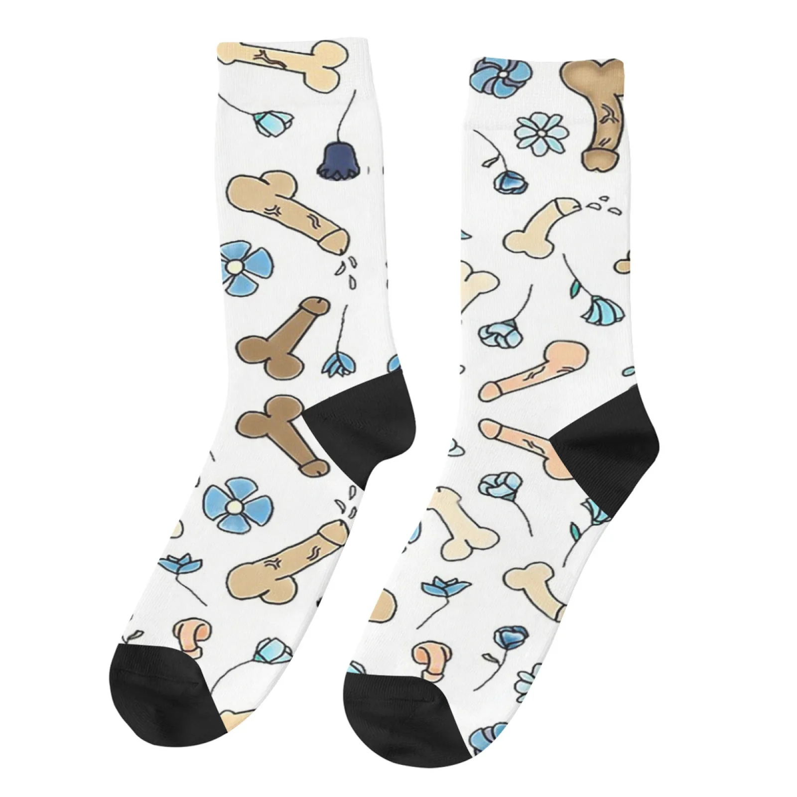 Funny Crazy Sock for Men Dicks And Dicks Hip Hop Harajuku Penis Seamless Pattern Printed Boys Crew Sock Novelty Gift