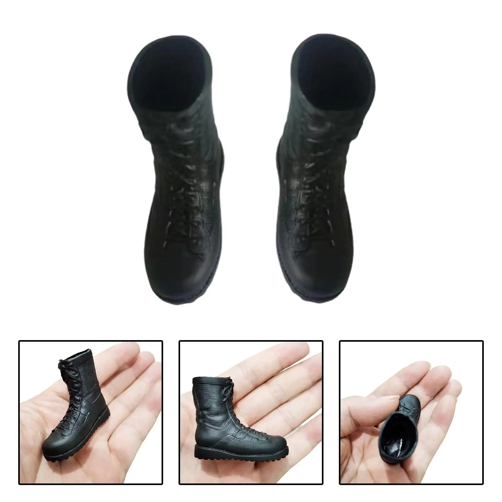 

1:6 Mans Soldier Shoes Combat Boots Lace up Combat Ankle Boots Footwear Desert Boots Black for 12'' inch Doll Figures Accessory