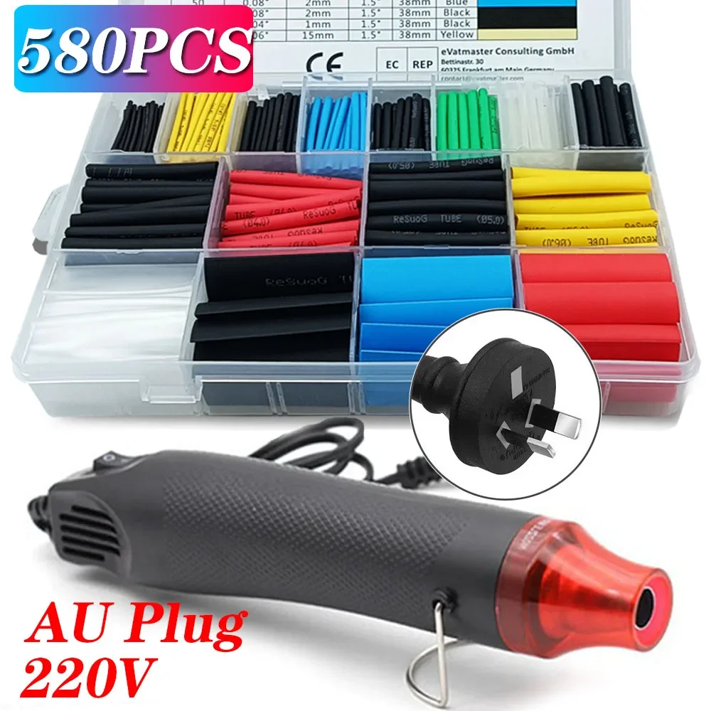 

580/530/127 шт. комплект термоусадочных трубок 2:1 термоусадочная трубка с термоусадочной проволокой, соединительная крышка, защита с термофеном