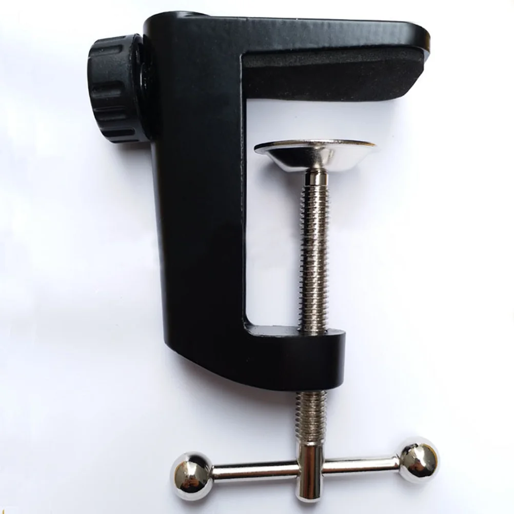 

1Pc Microphone Desktop Table Mount Clamp Microphone Shaped Base Stand Mic Holder Base with Adjustable Screw for Table Lamp