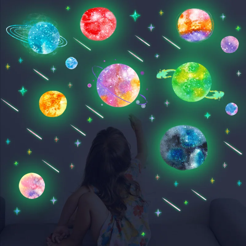 

Luminous Planet Stars Moon Wall Sticker for Baby Kids Room Decor Bedroom Home Decoration Wallpaper Glow In The Dark DIY Decals