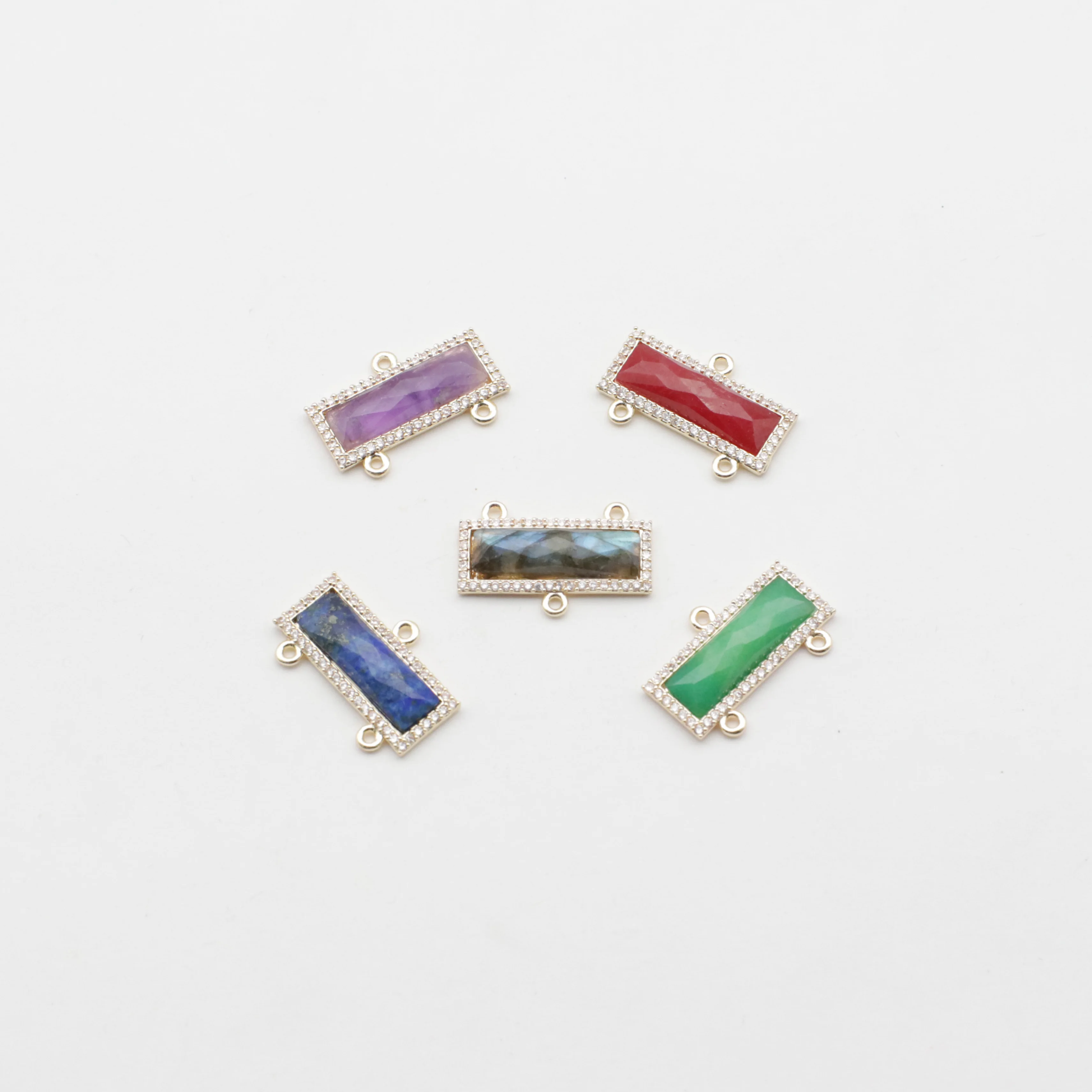 

Gains 10x23MM Natural Stone With Rectangle Brass Base Plated Connector Jewelry Design Fitting Accessories Free Shipping