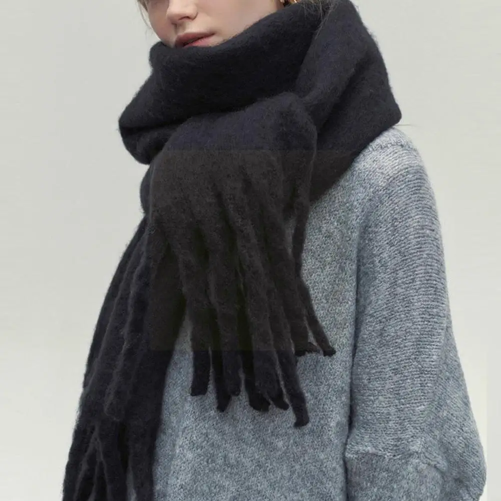 

Winter Autumn Scarf Imitation Cashmere Shawl Lady Wrap Scarves Color Knitted Scarf For Women Soft Thick Warm Shawl Snood B8a3