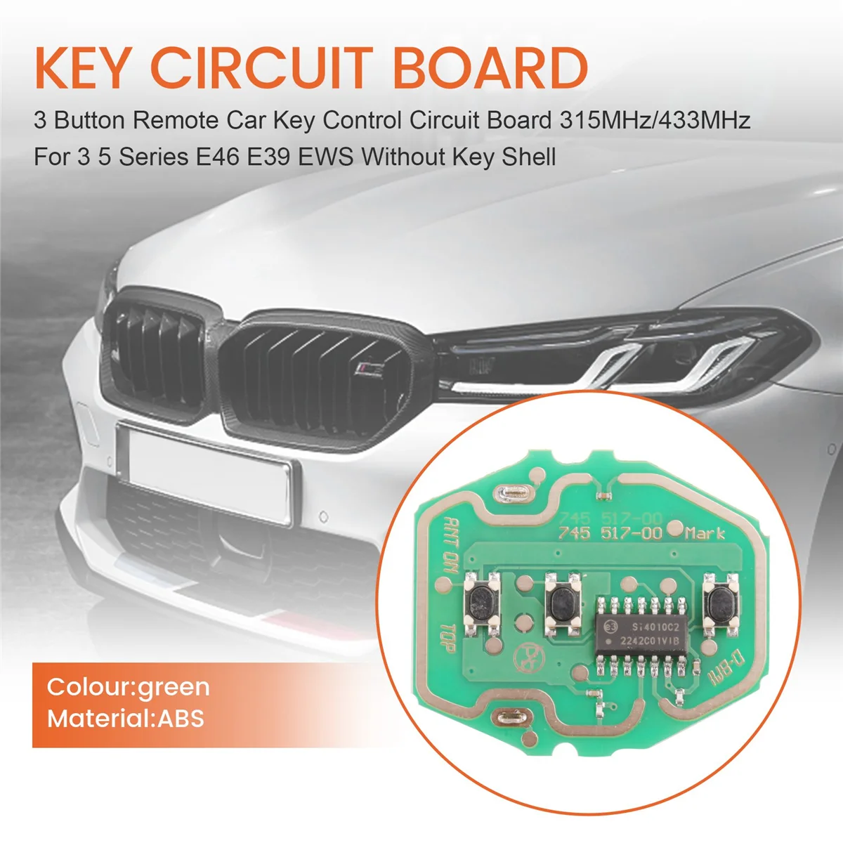 3-кнопочный пульт дистанционного управления для автомобильного ключа 315 МГц/43 Гц