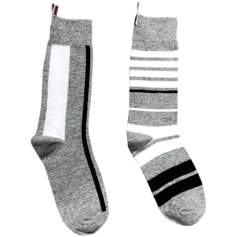 3 pairs of TB striped yarn-dyed socks for men and women in the tube casual wild winter warm ins in the tube socks tide brand