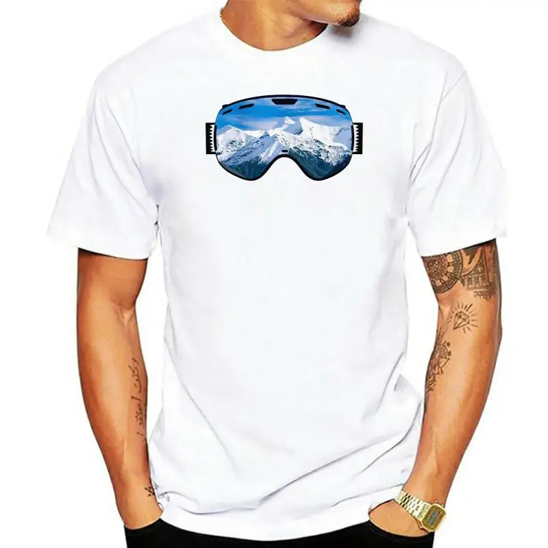 

Ski Goggles Mountain View T Shirt Mens Womens Kids Skiing Top Snowboard Gift 488