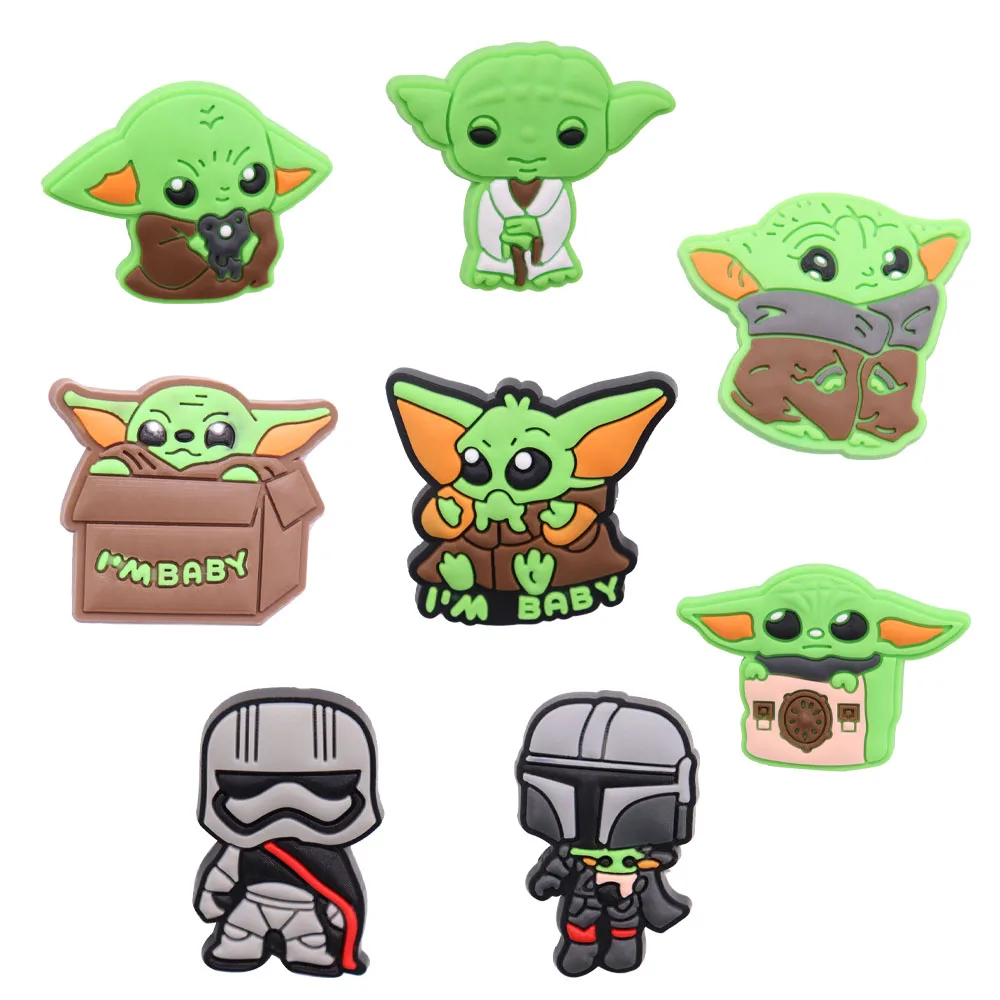 

Hot Sale 1pcs Shoe Charms Cartoon Green Alien Armored Warrior PVC Garden Shoe Buckle Decoration Fit Croc Jibz Kids X-mas Gift