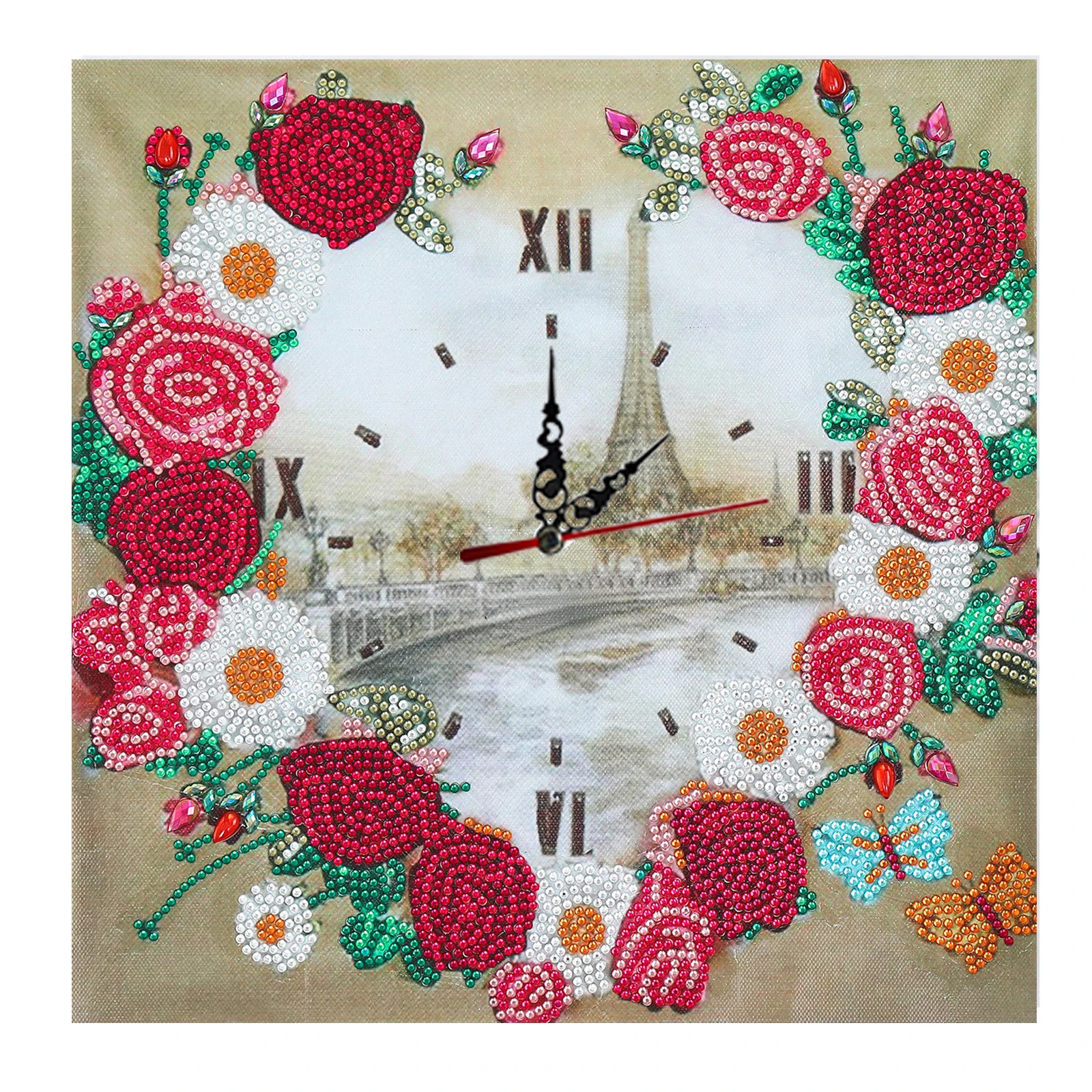 Настенные часы с алмазным рисунком сделай сам без рамки украшение для дома