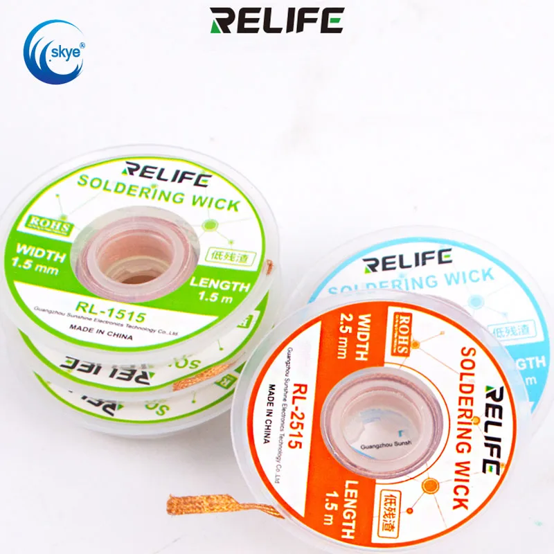 

RELIFE Solder Wire 1.5-3.5mm Desoldering Wire Braid Welding Solder Remover Wick Wire Lead Cord Flux BGA Repair