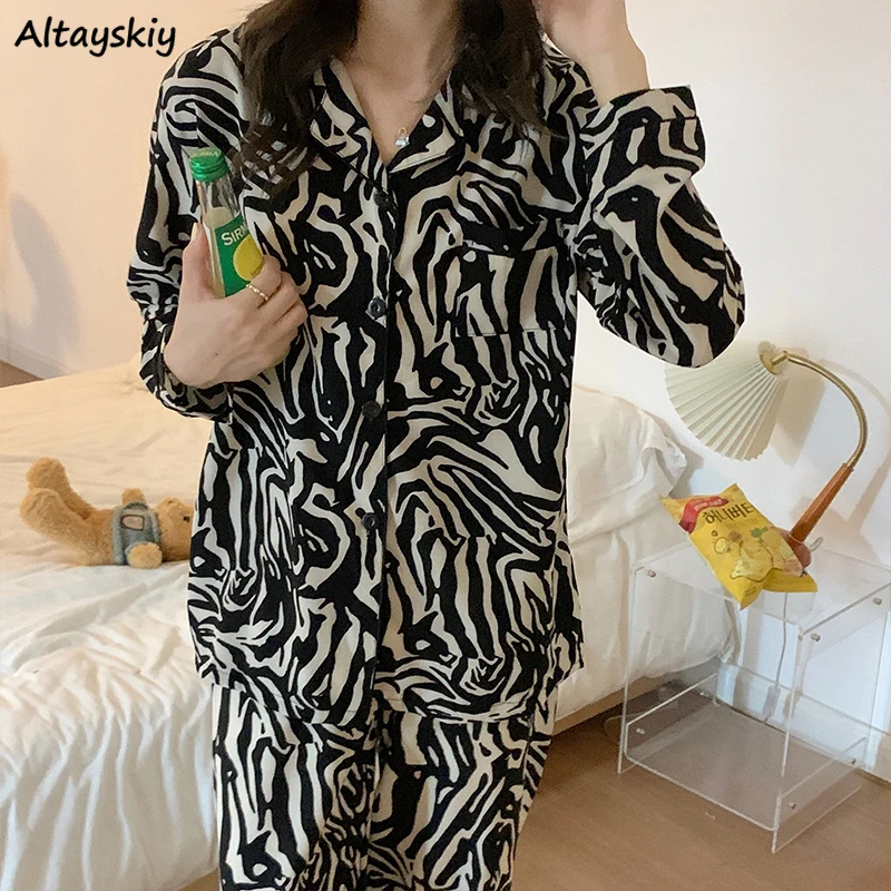 

Pajama Sets Women Home Comfortable Lovely Leopard Fit Spring Ladies Clothing Fashion New Arrival All-match Colorful Teens Girls