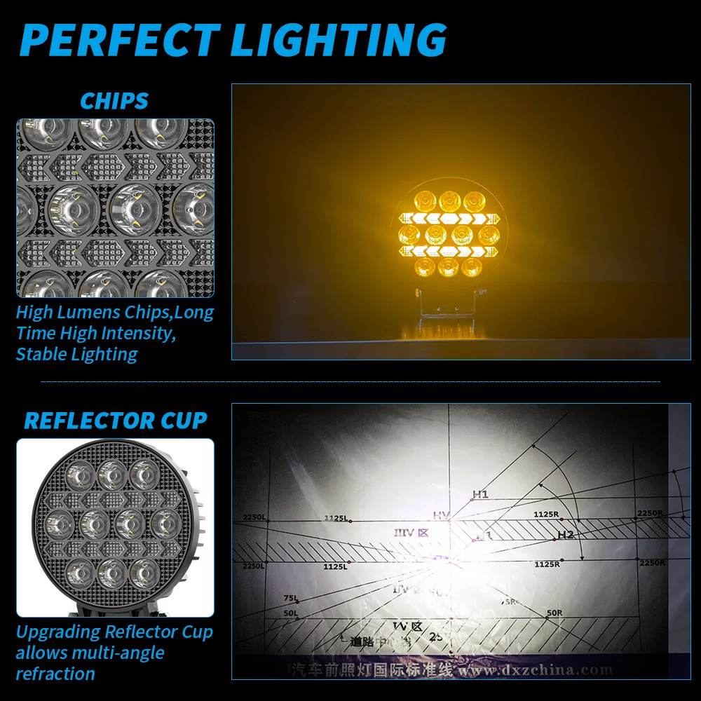 LupuAuto 4-дюймовые Круглые Светодиодные Рабочие Фары Желтые Дневные Ходовые Огни
