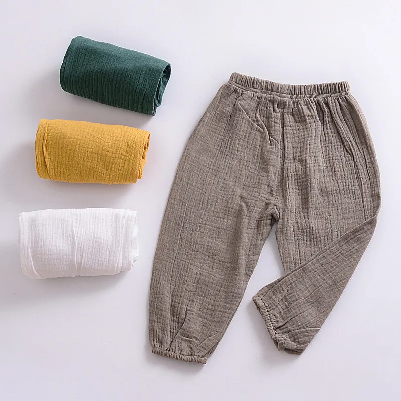 

Boys Pants Solid Linen Children's Pants Casual Cotton Lanterns Harem Long Pants for Boy Soft Boys Trousers