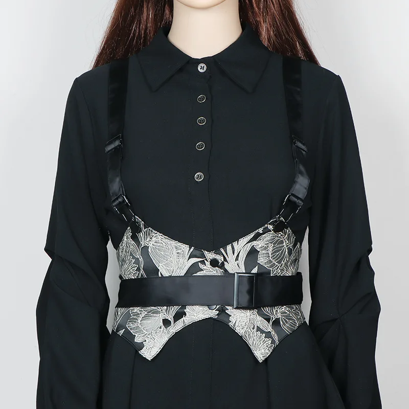 Women Lace-Up Bandage Wide Waist Belt Gothic Bustier Shapewear Streetwear Fashion Corset Goth Garters Belt