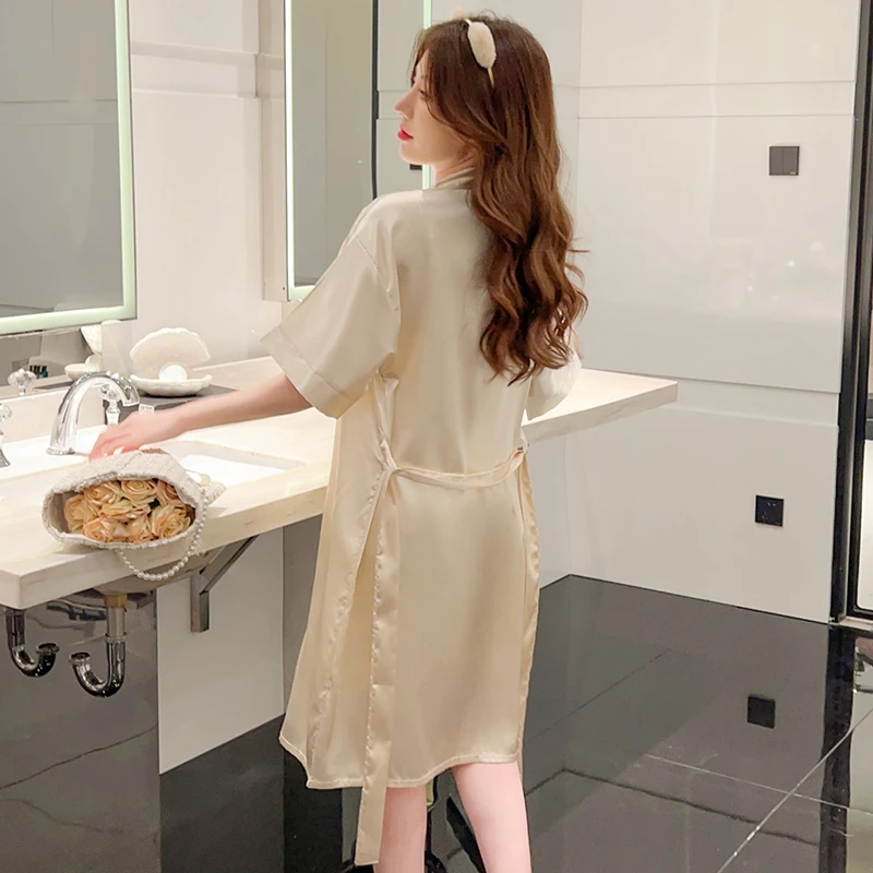 Шелковое атласное сексуальное кружевное белье ночные рубашки халаты комплекты