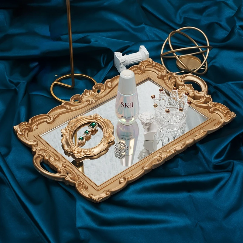 

Retro Mirror Tray Jewelry Perfume Photography Props European-Style Background Mirror Storage Tray Photo Props