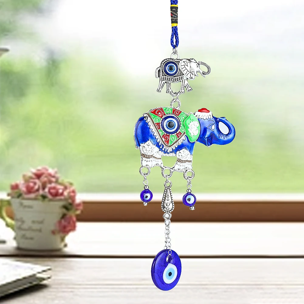 

Turkey Blue Eyes Pendant Alloy Painted Oil Drip European American Style Elephant Home Wall Decoration Garden Hanging Accessories