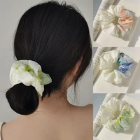 large intestine hair ring super fairy embroidery flower mesh fabric stitching ponytail ball head rope rubber band mesh soft