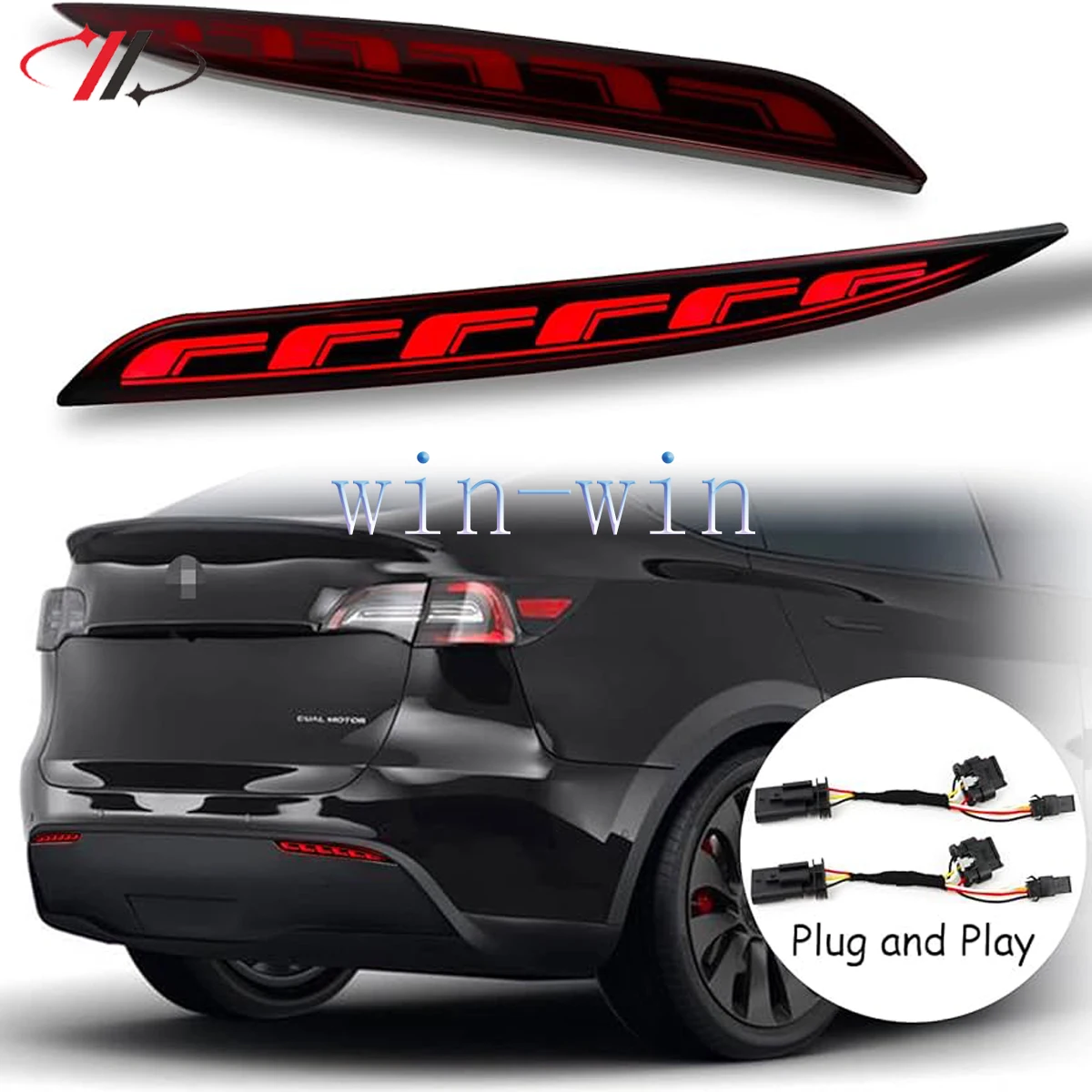 

For Tesla Model 3 Model Y 2017-2023 Car Rear Bumper Light Running Turn Signal Indicators Lamp Styling Modification Accessories