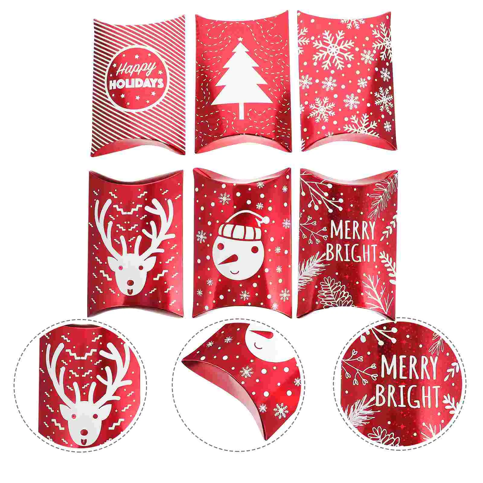 

12pcs Gift Wrapping Box Christmas Pillow Box Pillow Wrapping Box Snacks Box
