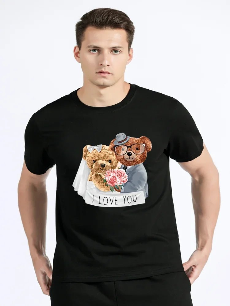 Футболка Мужская/женская с коротким рукавом и принтом медведя