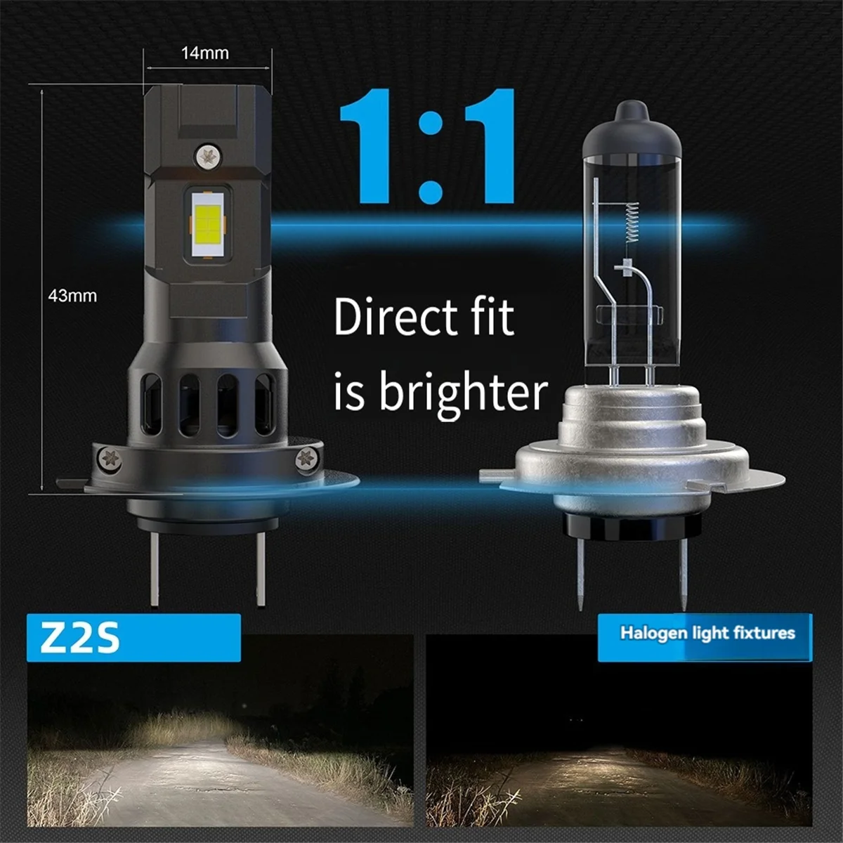Беспроводная Светодиодная лампа для передних фар 2 шт. 3300 лм H7 66 Вт CSP