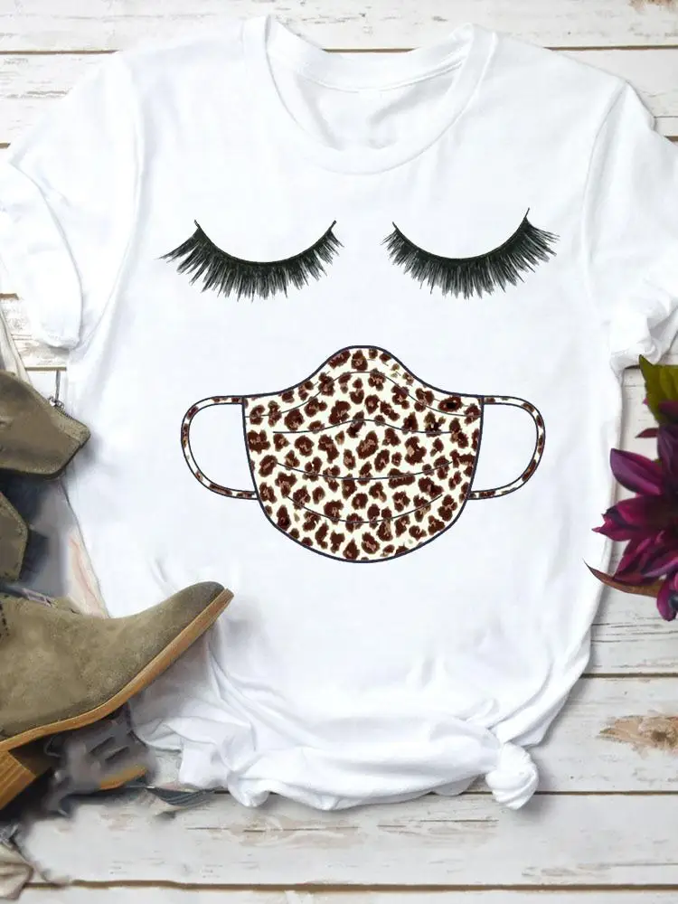 

Clothing Fashion Leopard New Eye Lashes 90s Clothes Women Short Sleeve Female Top Tee T-shirt Summer Cartoon Graphic T Shirt